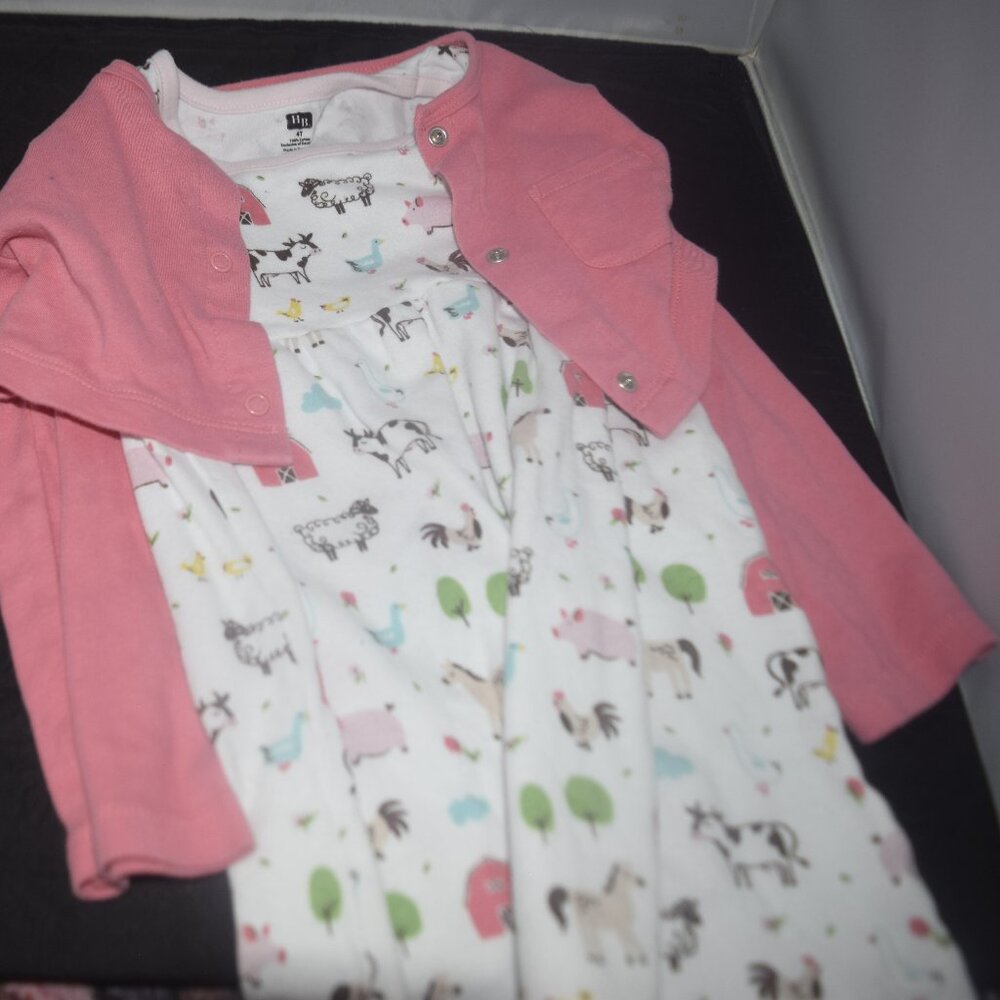 Hudson Farm Amimals Cotton Dress and Cardigan 2pc set 4T